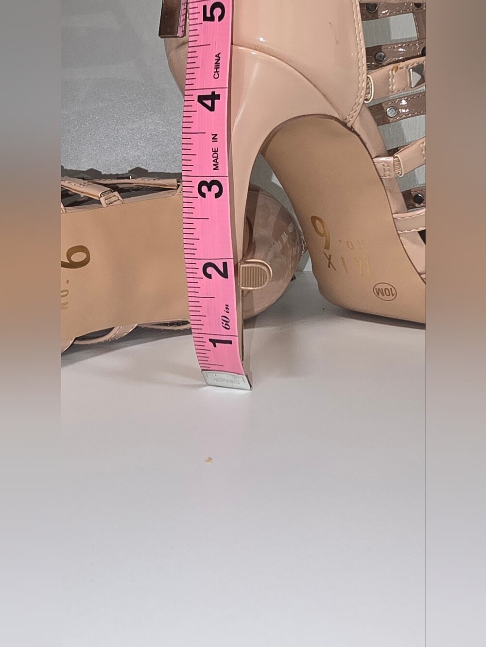 NWOT Nude Studded Strappy High Heel Pumps - Picture 4 of 7